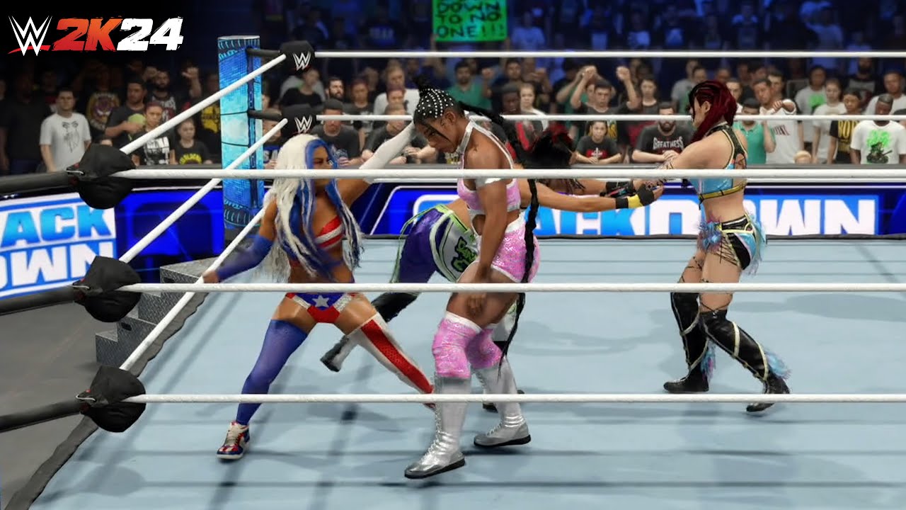 WWE 2K24 Fatal Four Way Gameplay (WWE 2K24 Full Match)