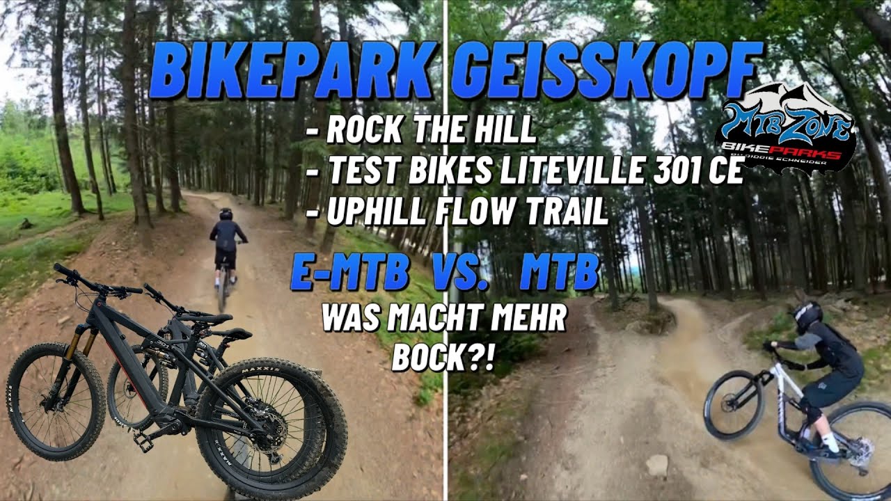 Uphill Flow mit Test Bike - Rock the Hill 2024 - Bikepark Geisskopf | E-MTB vs. MTB | Sending Kenny