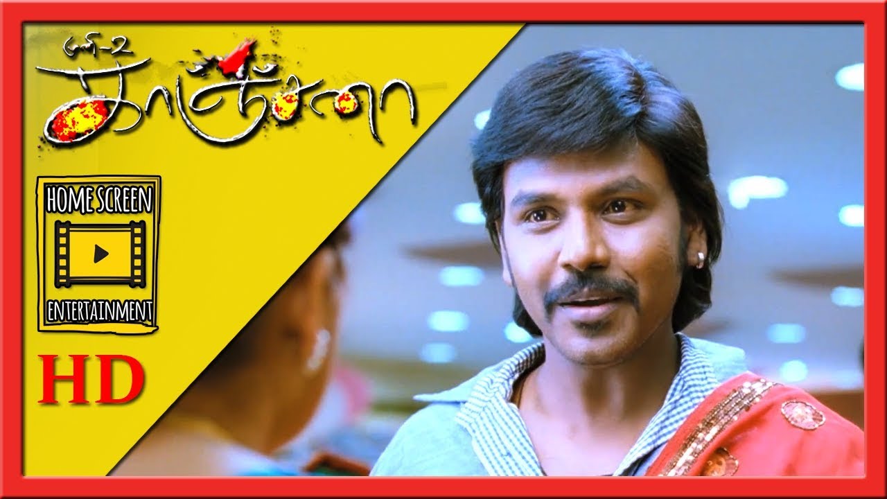 Raghava Lawrence behaves strange in saree shop | Kanchana Scenes | Lawrence wears saree & bangles