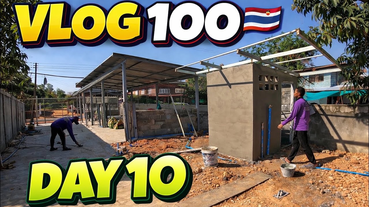 Видеоблог 100 | Еда, 10-й день строительства ресторана и закат над рекой #Vlog100 #RetiredInThailand