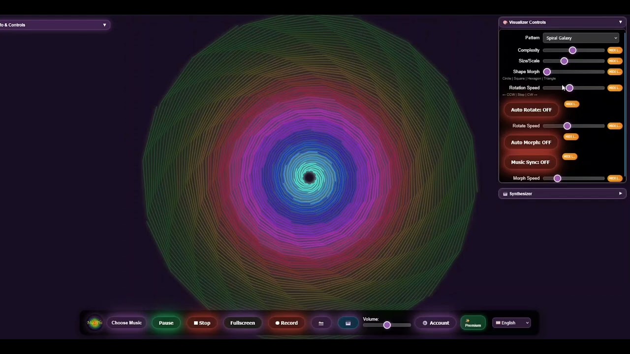 MusiPhi - Sacred Geometry Music Visualizer |  Demo playing an audio file with MusiPhi 