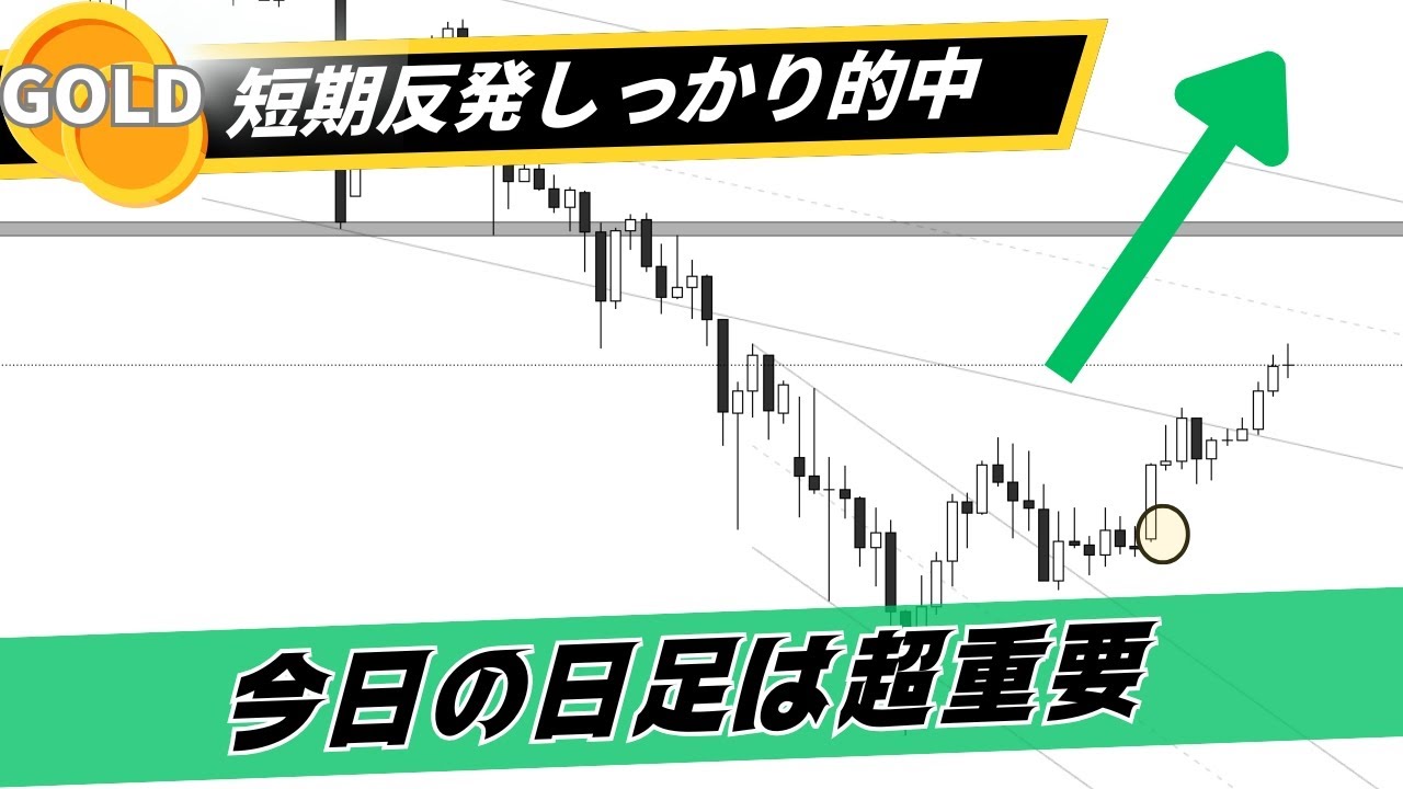 短期反発しっかり的中！今日の日足は超重要【ゴールドチャート分析】
