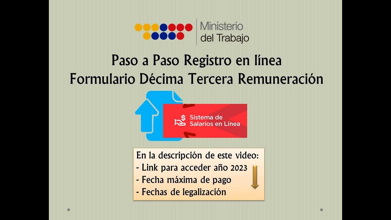 FORMULARIO DECIMO TERCER SUELDO calculo, registro, legalización Ministerio del Trabajo