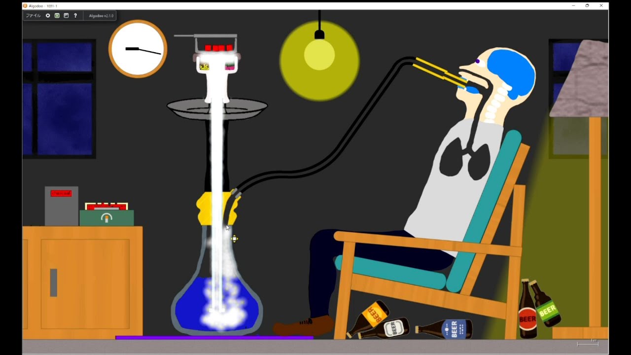 【Algodoo】Tired night.Relax with shisha.　疲れた夜にシーシャでリラックス
