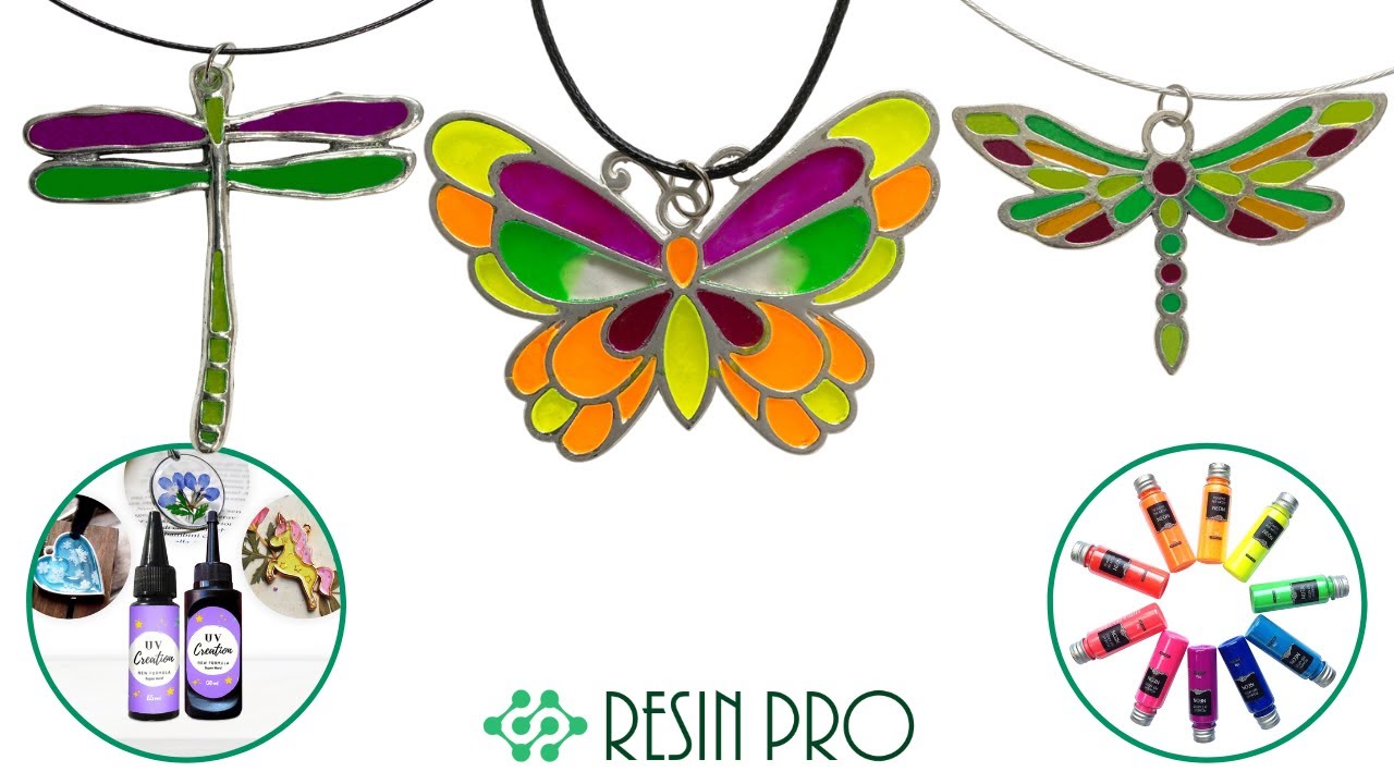Colgantes de Mariposas con resina UV y pigmentos Neón de Resin Pro