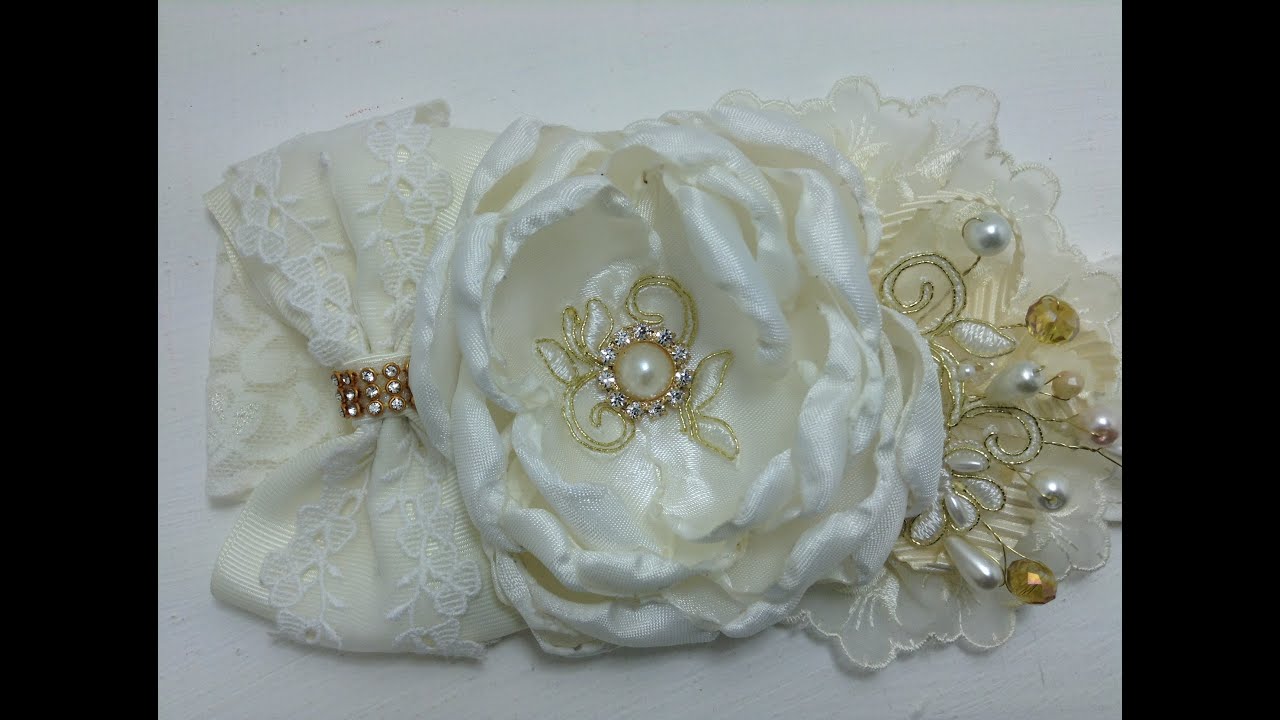 Tiara para bautizo combinación   perla-dorado VIDEO No. 364