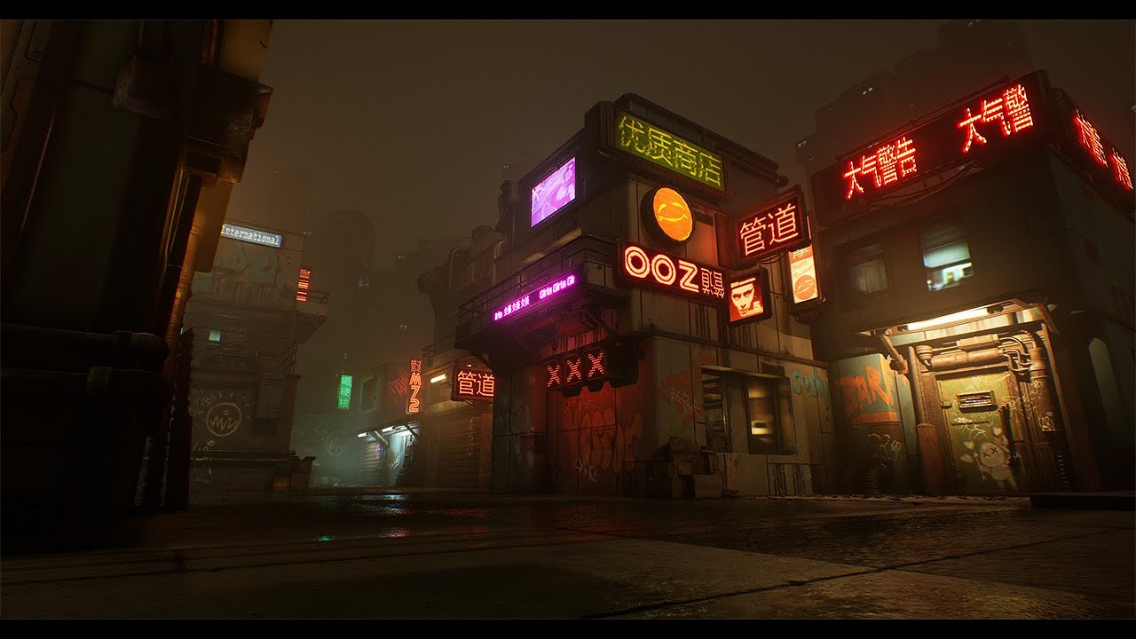 CyberPunk Warehouse District Flythrough