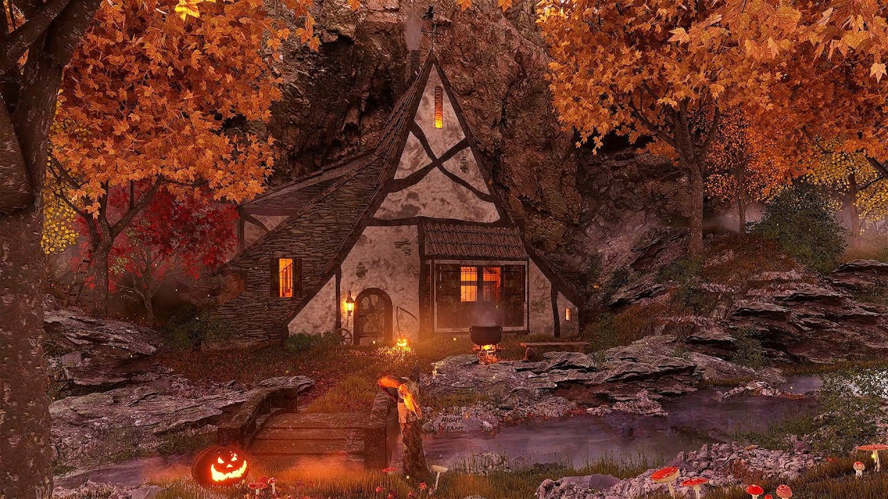 Witch's House in the Autumn Forest Ambience - Nature Sounds for relaxation