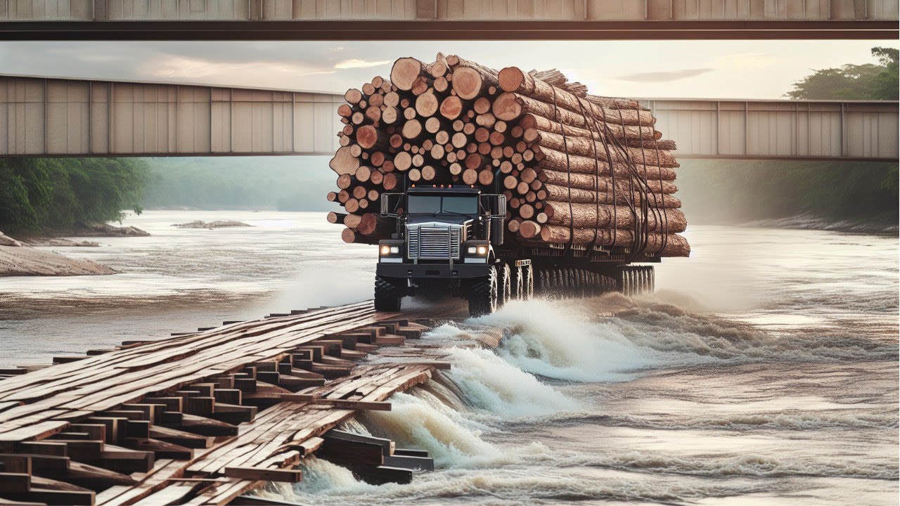 Heavy vehicles carrying oversized cargo are extremely DANGEROUS | Huge timber truck