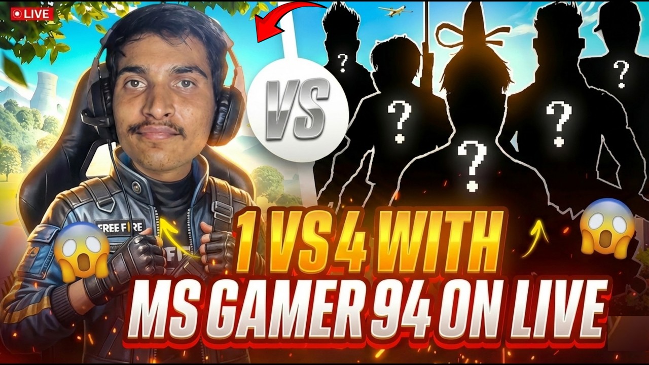 🔴 LIVE 1 vs 4 Clutch Challenge 😱 Solo vs Squad Day 1 #freefire #shortslive