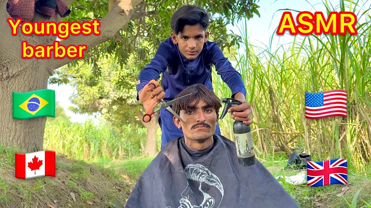 ASMR youngest barber 💈 in the world longest haircut ASMR 