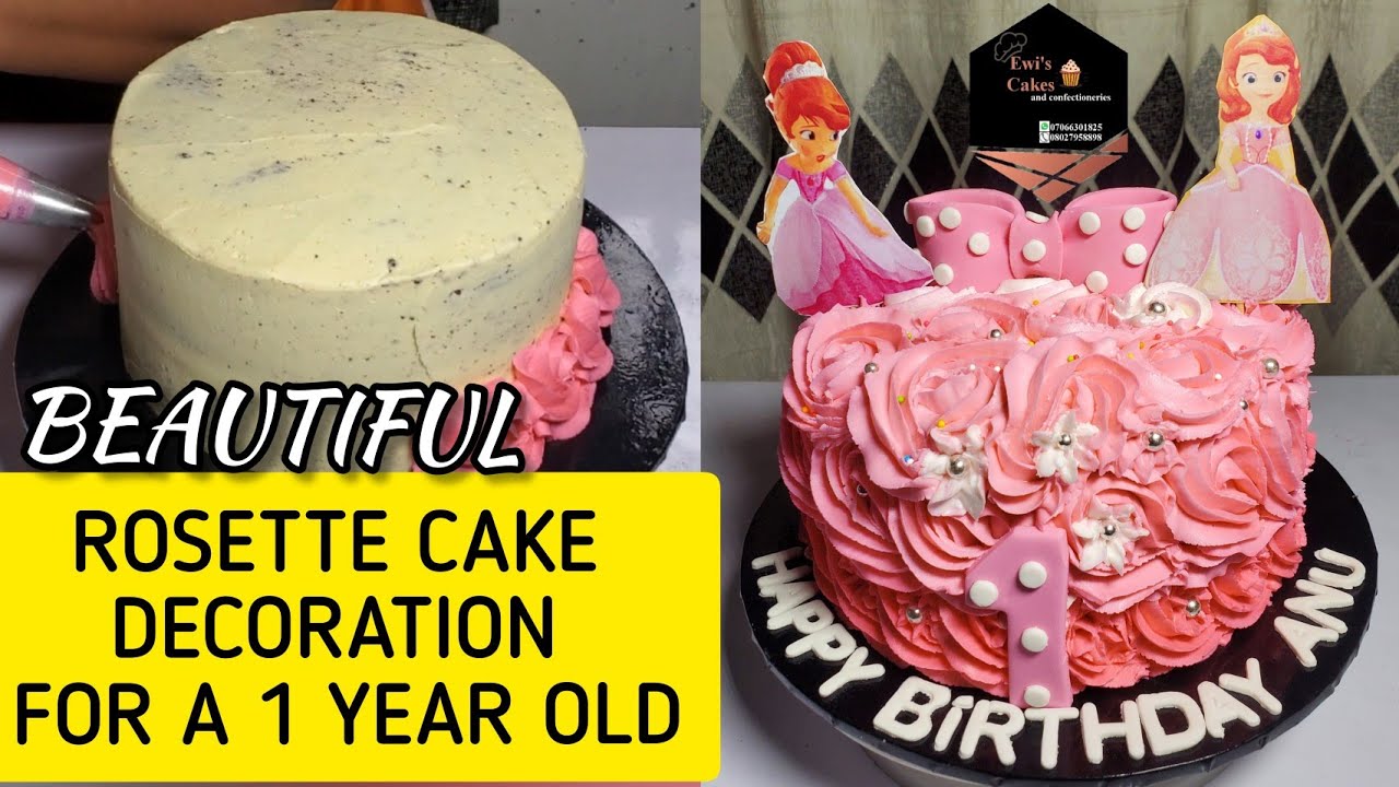 THE PERFECT PINK ROSETTE CAKE DECORATION FOR A 1 YEAR OLD