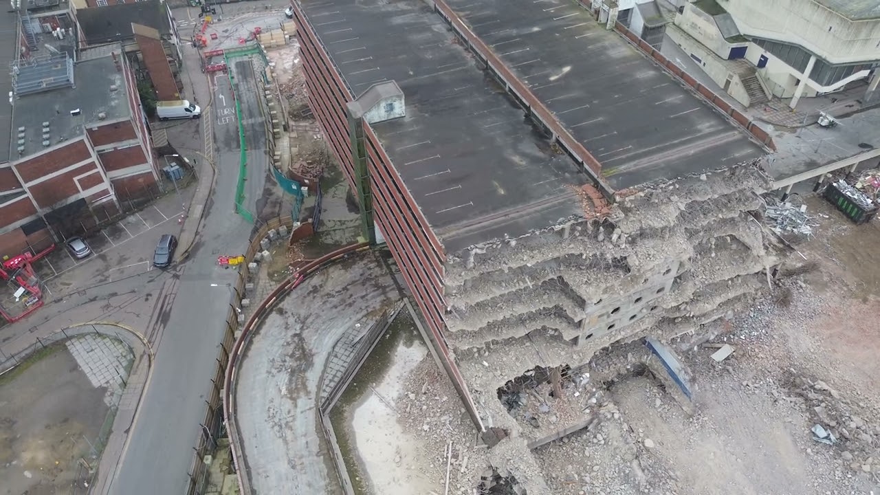 Aerial Urbex - Anglia Square Car Park Demolition - Flying around the car park on 08/03/26