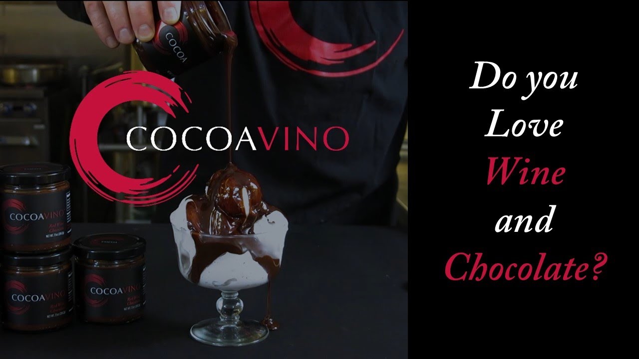 Cocoavino's signature Red Wine Chocolate in a jar... over Cherry Ice Cream