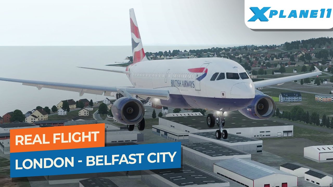 [Real Flight] London Heathrow to Belfast City - Airbus A319 British Airways｜Drawyah