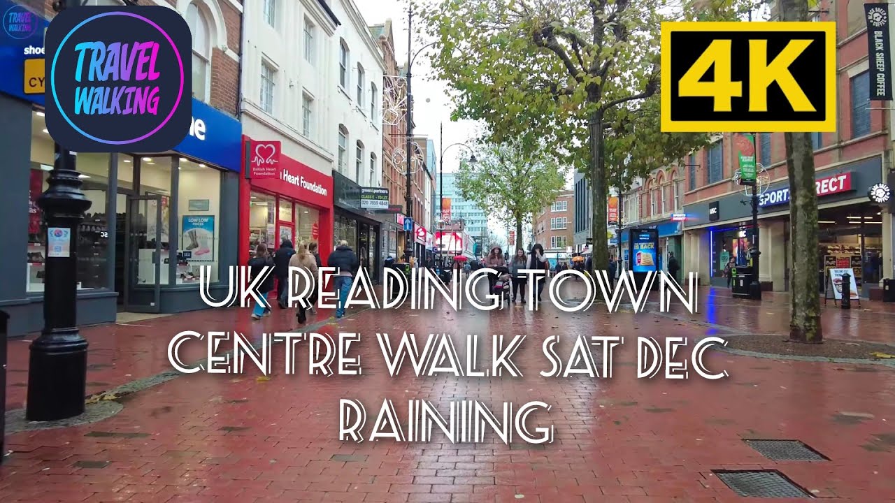 Reading Town Centre 🇬🇧 | Rainy Day Walk | UK Shopping Streets 4K