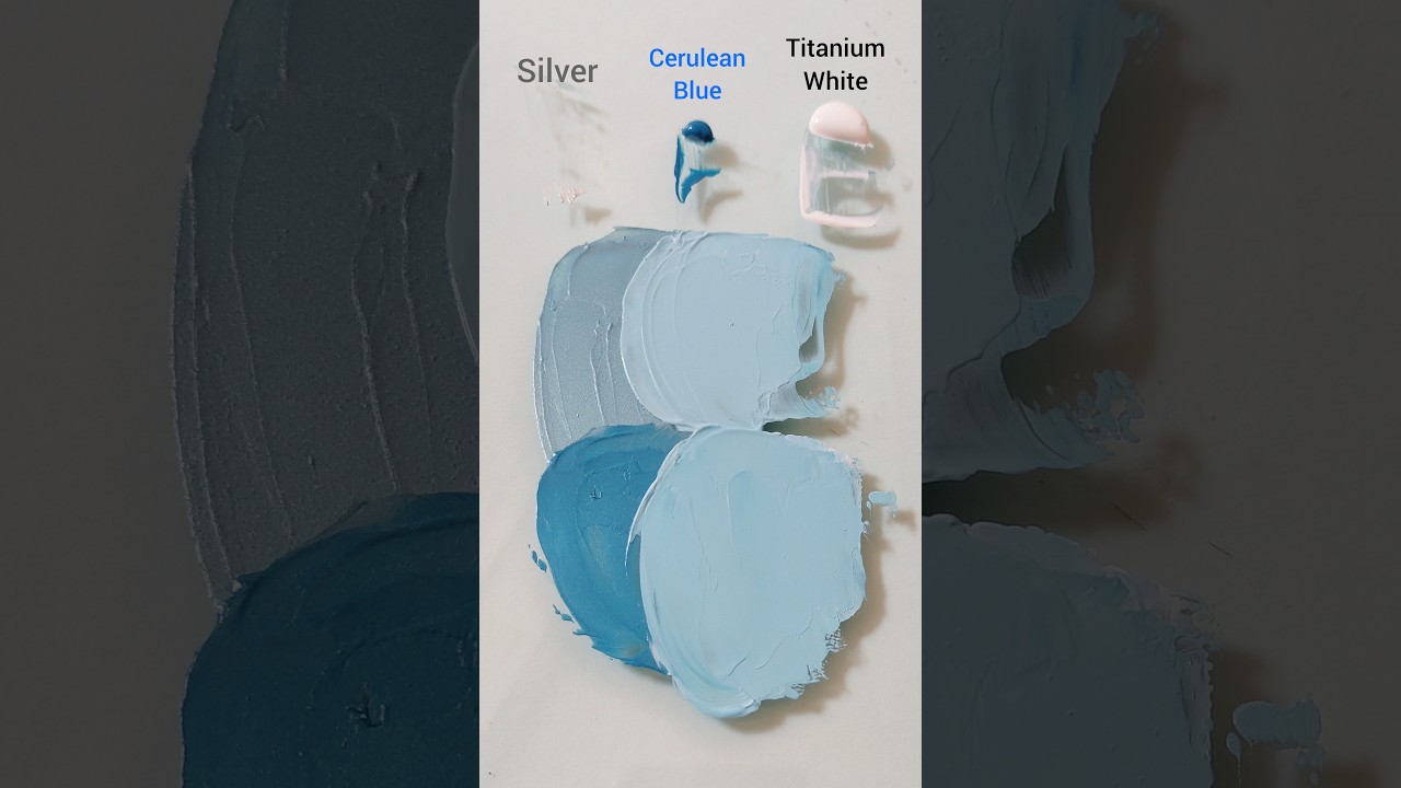 Color mixing silver and cerulean blue color! #art #artist #oilpainting #acrylicpaiting #colormixing
