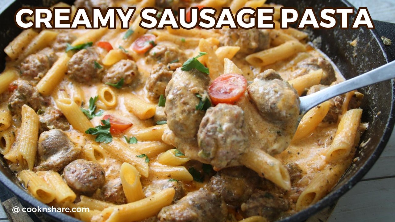 Паста с колбасками и сливочным соусом, которая никогда не надоест