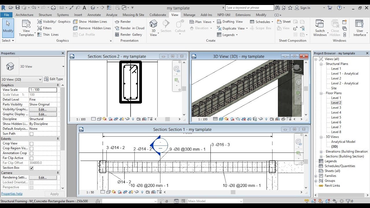 Revit Structure Khmer Part 22 - របៀបគូសសរសៃដែកធ្នឹម