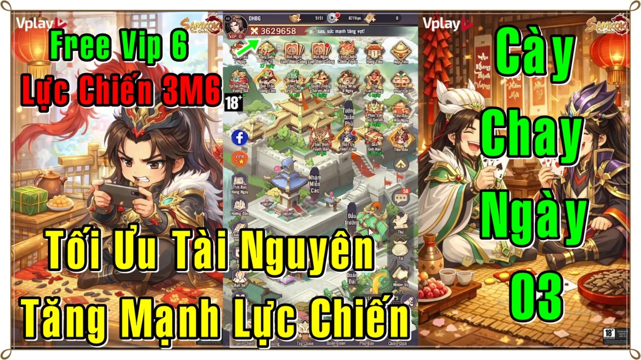 Samkok Tam Quốc Vplay Hướng Dẫn Tân Thủ Ngày 3 ( Tối Ưu Full Tài Nguyên Game Tăng Mạnh Lực Chiến )