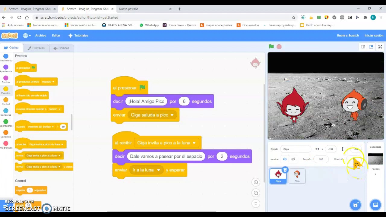 una historieta en scratch