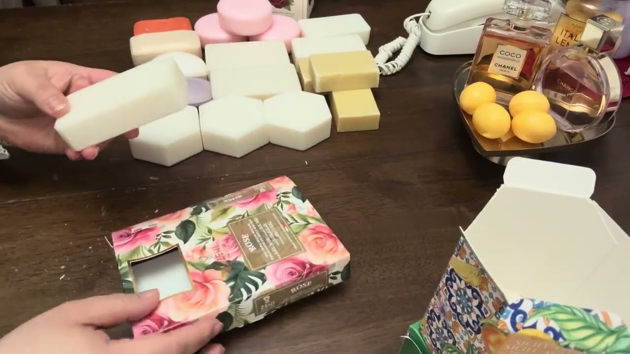 Opening new soap packets and cutting a few🧽🫧🧼
