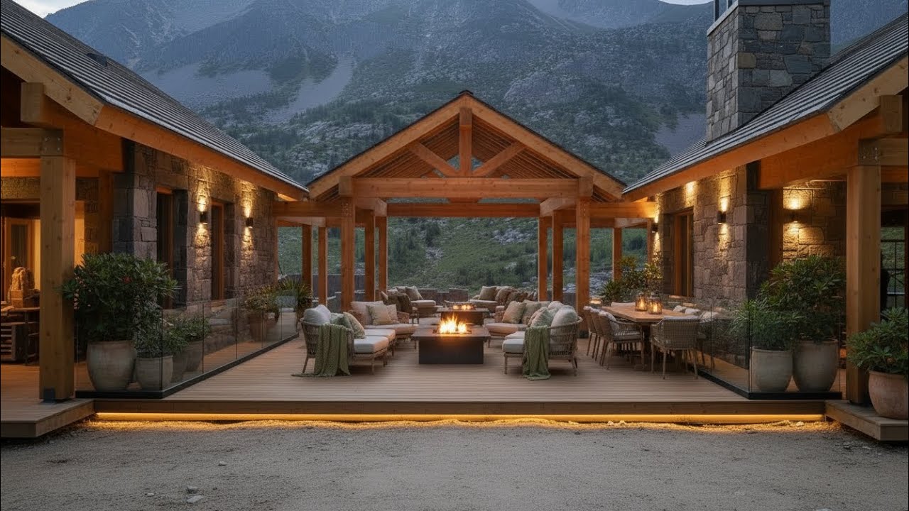 Luxury Mountain Retreat with Panoramic Deck – Ultra-Realistic Exterior Reveal