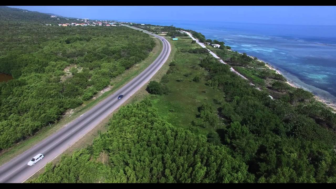A1 Drone view drive into Montego bay
