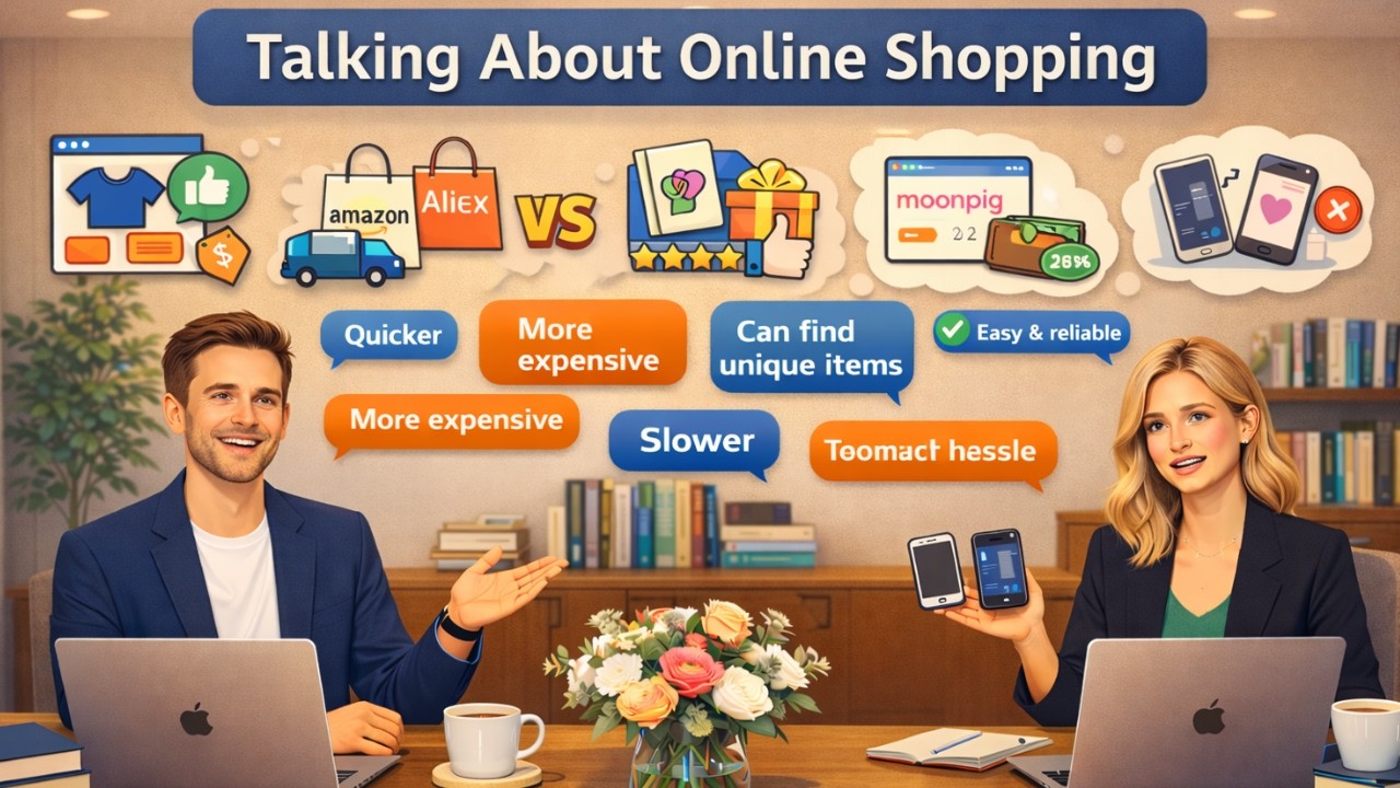 Talking About Online Shopping in English: Vocabulary, Dialogues & Speaking Practice