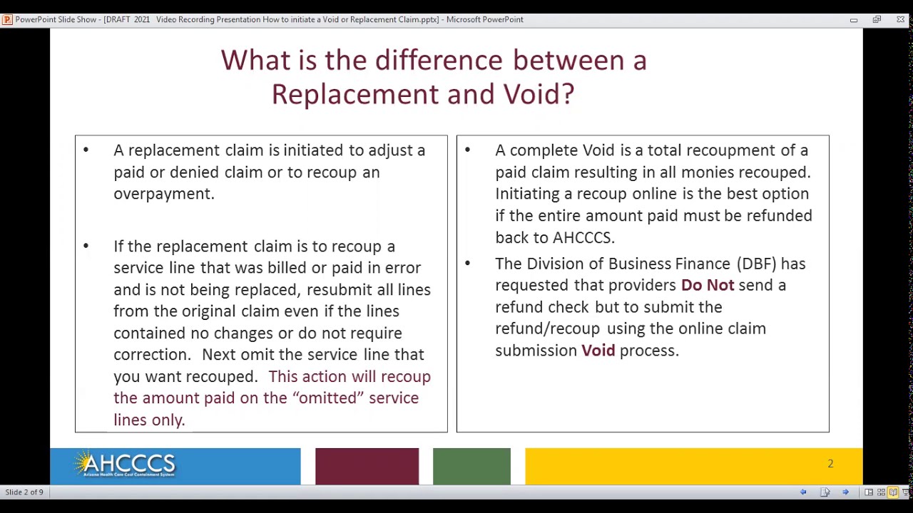 How to Submit a Replacement, Correction, or to Void a Claim Using the AHCCCS Online Provider Portal