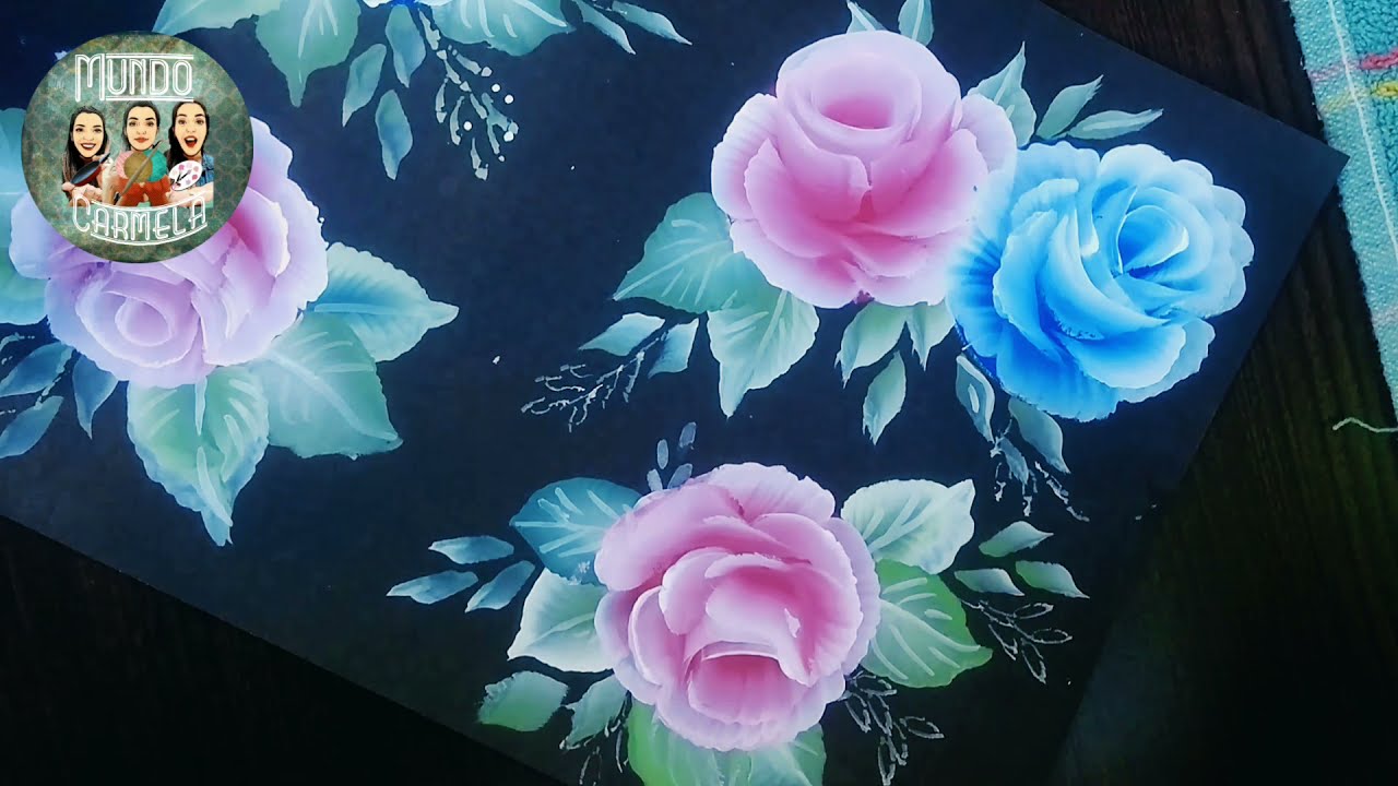 Pintar rosas one stroke/doble carga dise&ntilde;o florar. EXPERIENCIA relajante piano.