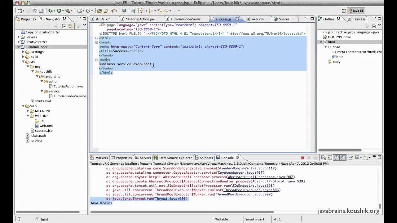 Struts 2 Tutorial 06 - A Tag And A Business Service
