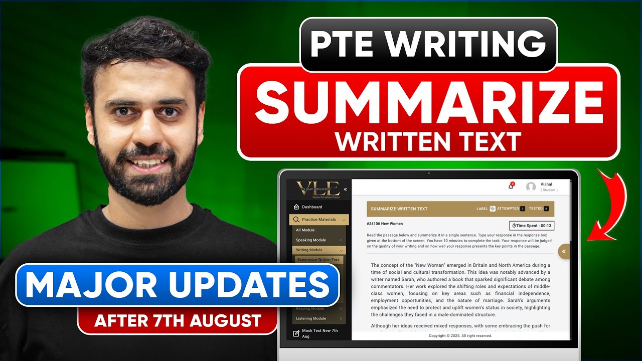 PTE Summarize Written Text | Latest Updates, Tips & Template After Changes - Vision Language Experts