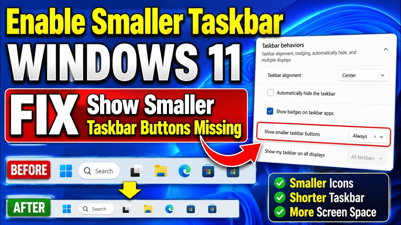 Как уменьшить панель задач в Windows 11 | Нет кнопки уменьшения панели задач в Windows 11