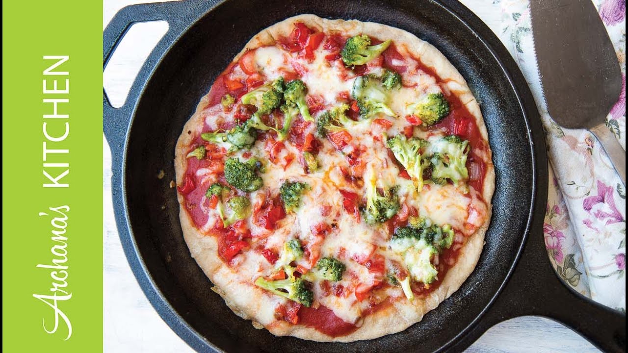 No Yeast Skillet Tawa Pizza with Roasted Vegetables by Archana's Kitchen