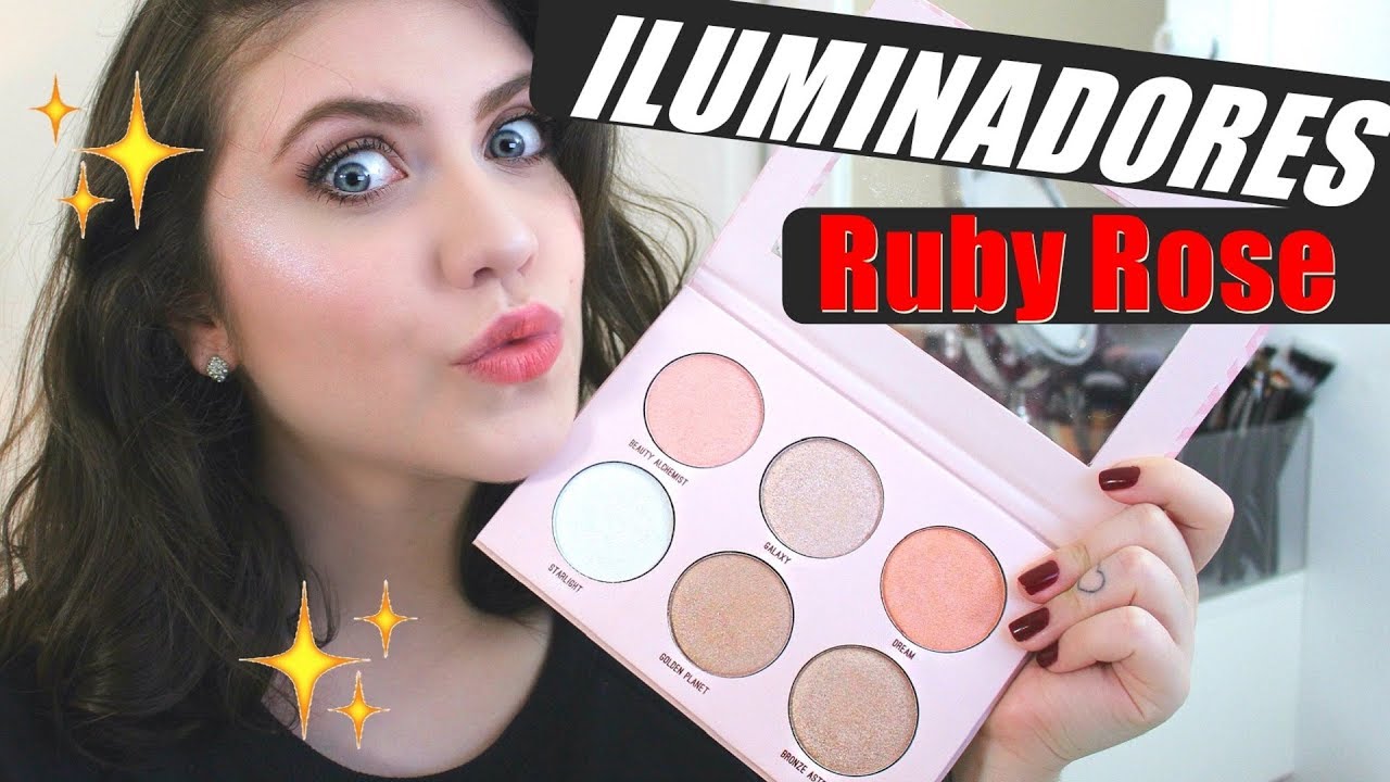 PALETA DE ILUMINADORES RUBY ROSE - RESENHA E SWATCHES | Mariana Ubertini