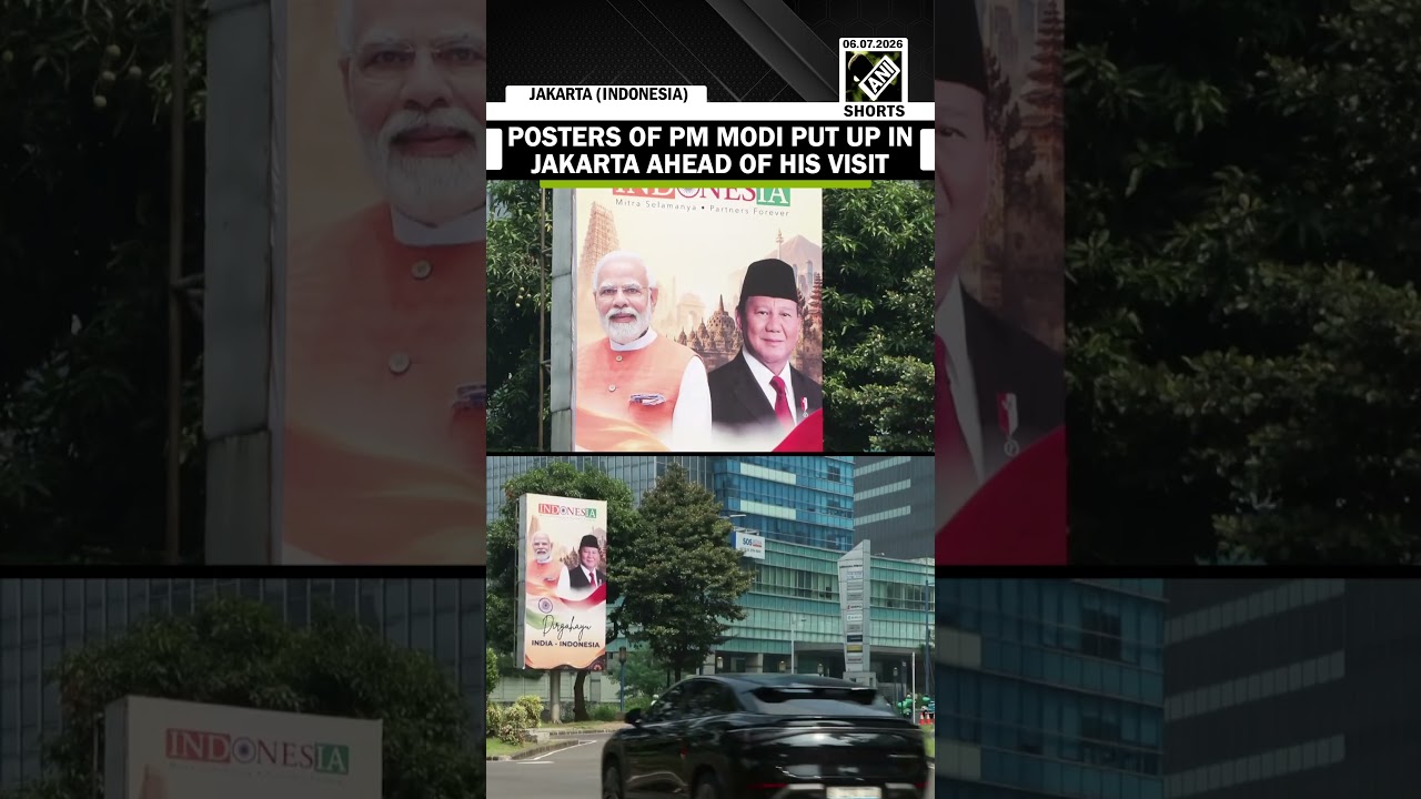 Posters of PM Narendra Modi put up in Indonesian capital Jakarta to welcome him ahead of his visit