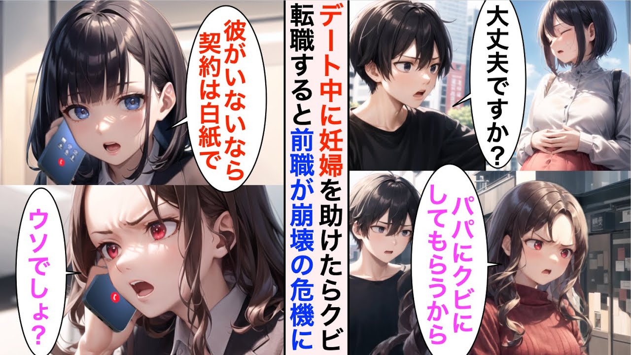 【AI漫画】社長の娘とのデート中に妊婦を助けると「他の女を優先するなんて許さない！」大激怒され会社をクビに→数日後、取引先から「契約は白紙にさせていただきます」【恋愛漫画】【胸キュン】