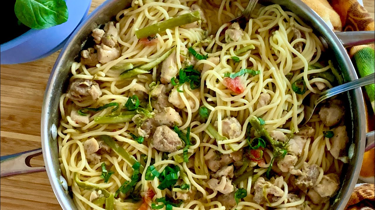 Asparagus/ Chicken Pasta- The Lazy Girls Kitchen