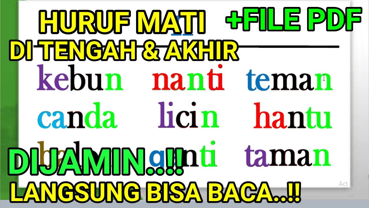 belajar membaca 5 huruf untuk anak tk dan sd kelas 1 - belajar membaca huruf mati n dengan mudah