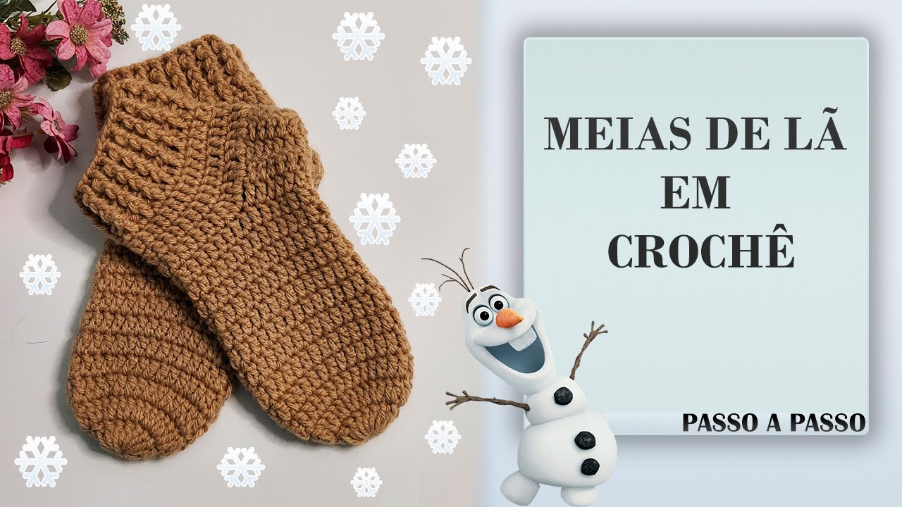 ❄️🧦MEIAS DE LÃ EM CROCHÊ SUPER FÁCIL DE FAZER ❄️🧦