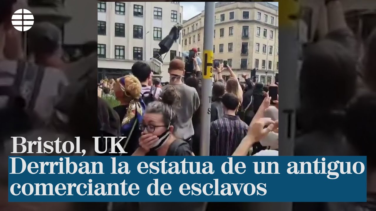 Miles de manifestantes tiran abajo una estatua de un antiguo comerciante de esclavos en Bristol