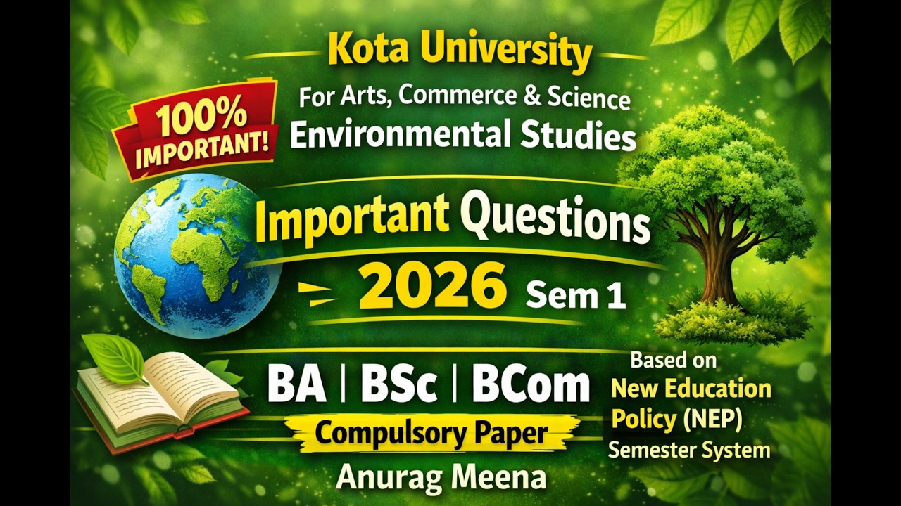 Kota University Environmental Studies Important Questions 2026 | BA BSc BCom Semster 3  | NEP