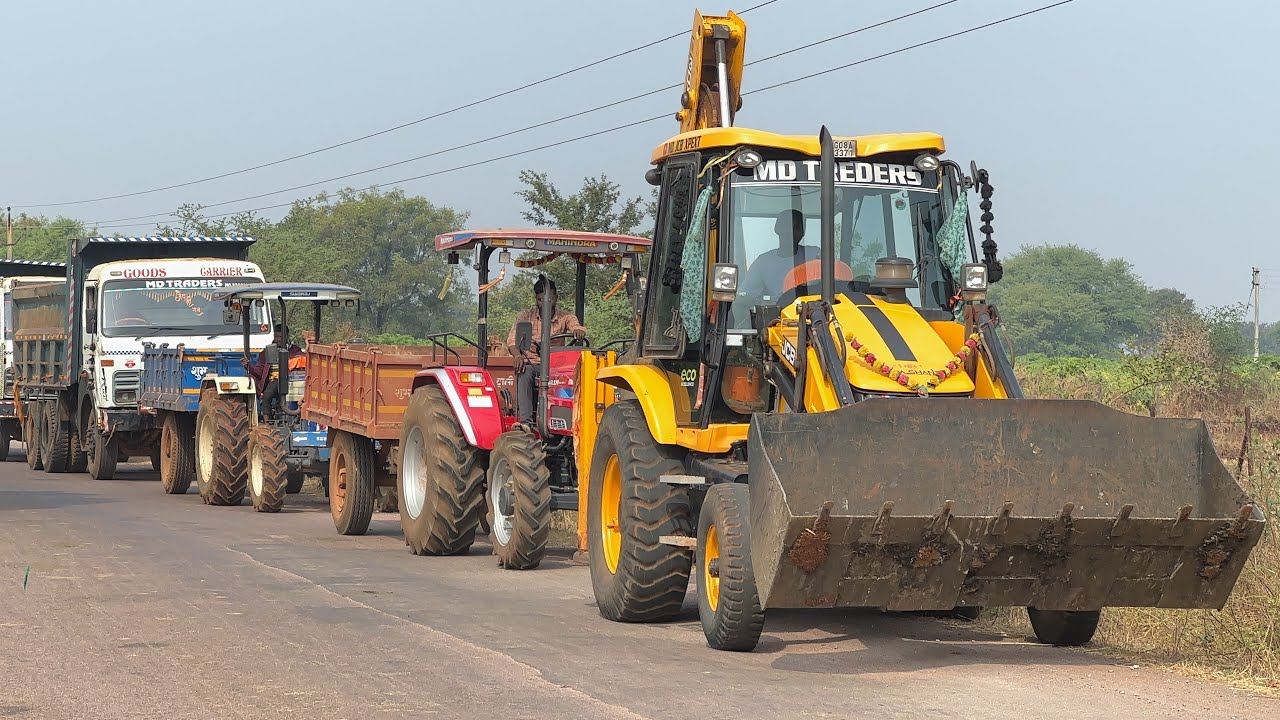 Jcb 3dx eco Loading mud | swaraj 735 di | Mahindra arjun with trolly | Tata Dumper Loading