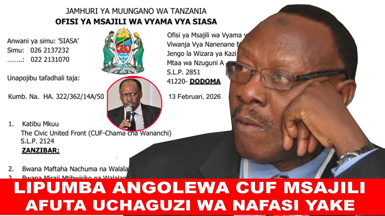 LIPUMBA ANGOLEWA CUF MSAJILI  AFUTA UCHAGUZI WA NAFASI YAKE