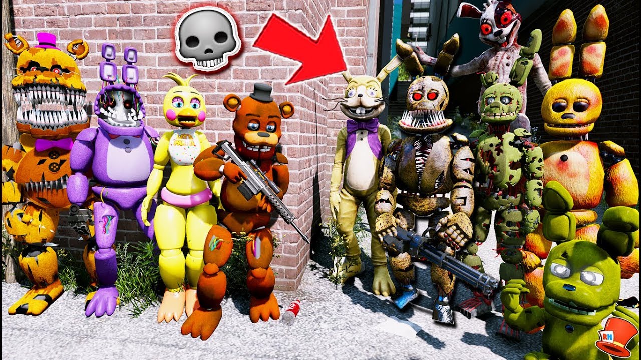 Can the Animatronics BEAT Every Springtrap Ever? Springtrap Army! (GTA 5 Mods FNAF)