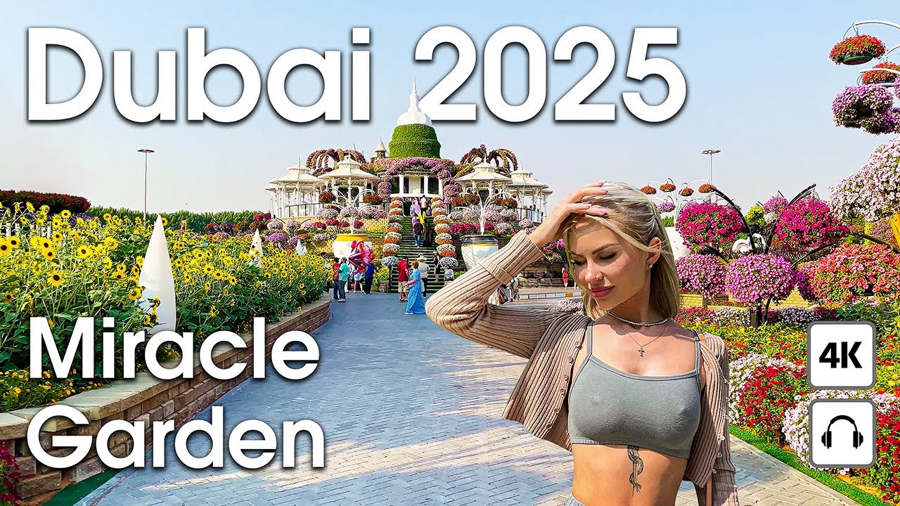 Dubai 🇦🇪 The Best Garden (Miracle Garden) & Dubai Marina [4K] Walking Tour Compilation