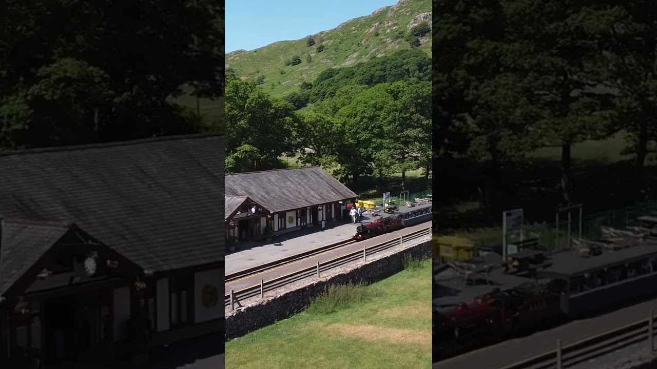 River Mite arrives at Dalegarth for Boot station 🚂 #train #steamengine #steamtrain #railway #drone