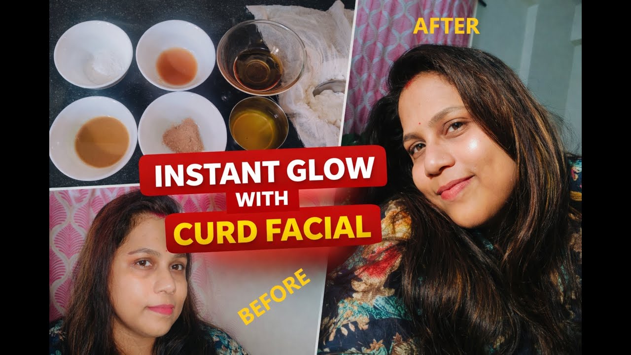 DIY Curd Facial at Home | Natural Skin Brightening| Before and After | @Maskara-f2t