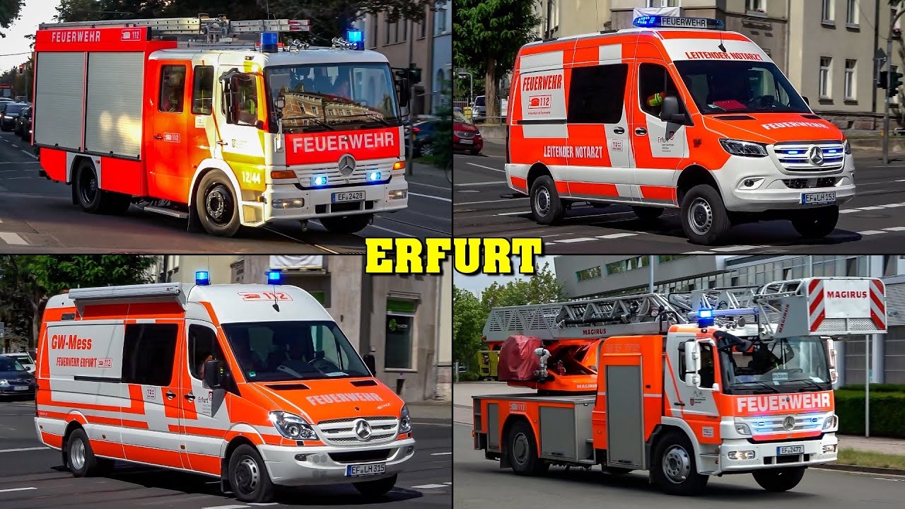 [GEFAHRGUTEINSATZ] - Alarmfahrten Berufs- und Freiwillige Feuerwehr ERFURT, Rettungsdienst & Polizei